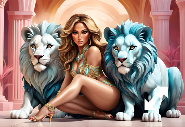 Löwenmädchen, KI-generiert, 